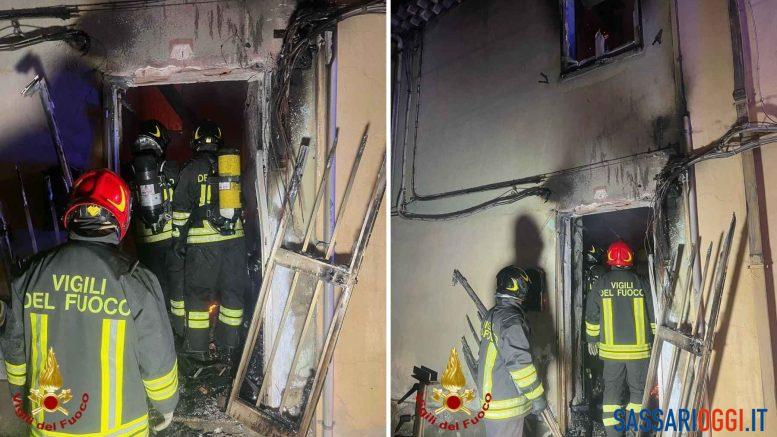 Incendio in una casa di Giave, va a fuoco un palazzo di due piani